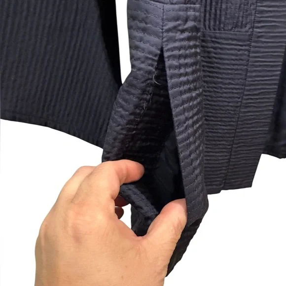 Eileen Fisher Navy Blue Open front Silk Jacket. Size 2X. EUC